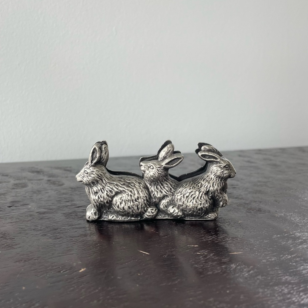 Bunny Rabbits Pewter Business Card Homder